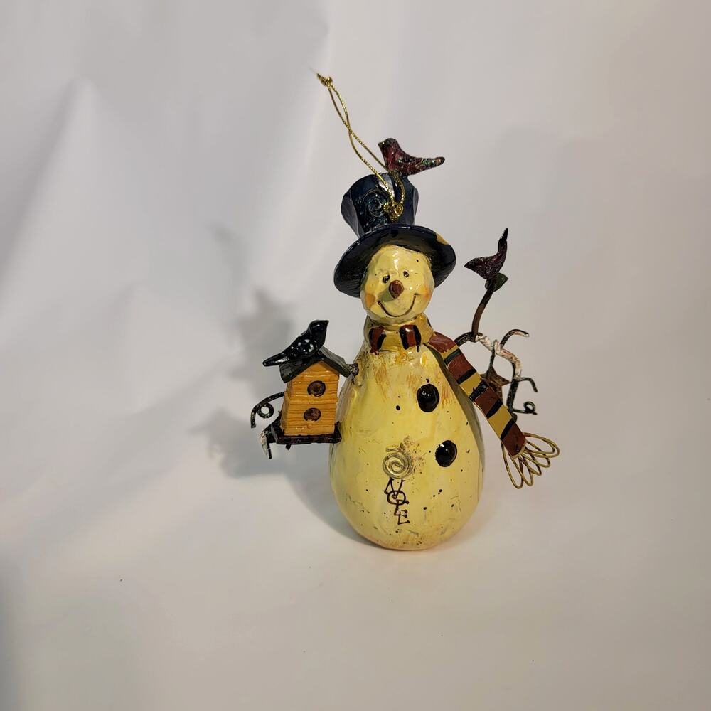 SnowmanTop Hat Scarf Painted Metal and Wire 5" Birds Birdhouse Rustic Birdhouse